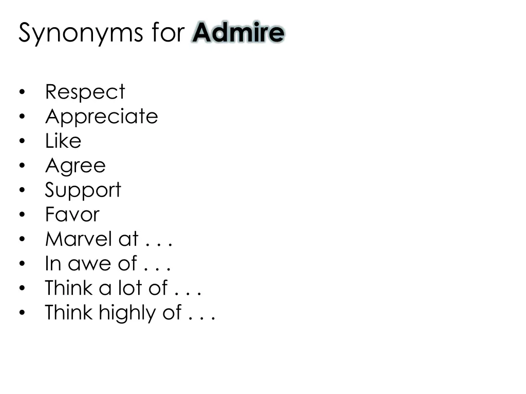 synonyms for admire