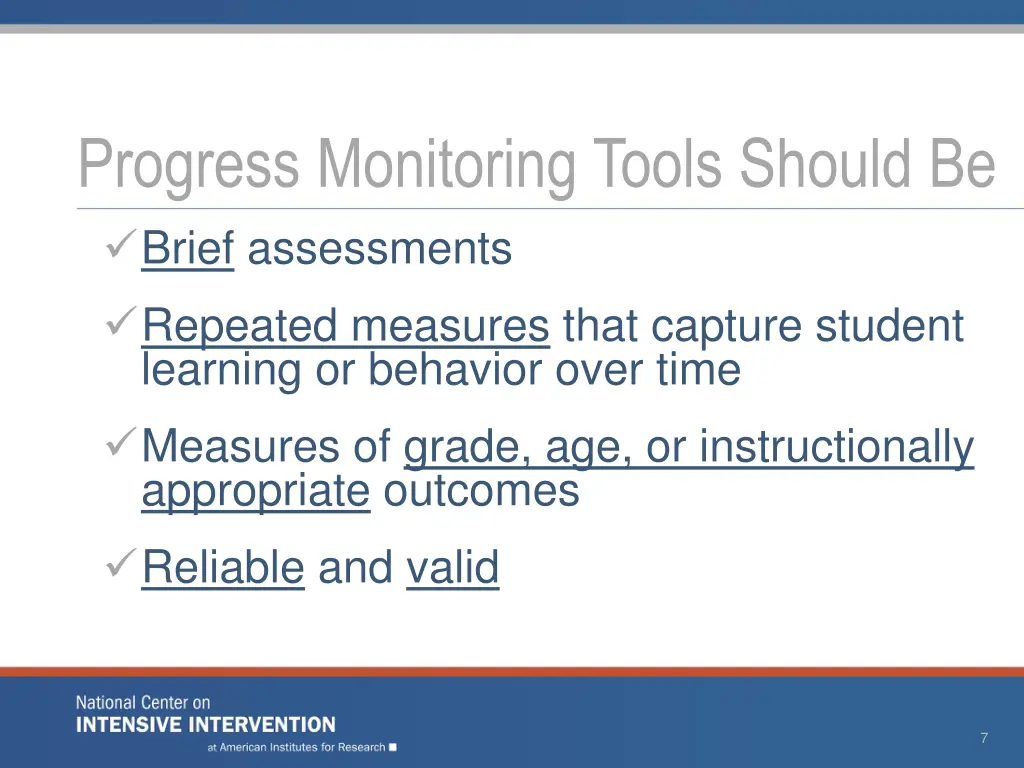 progress monitoring tools should be