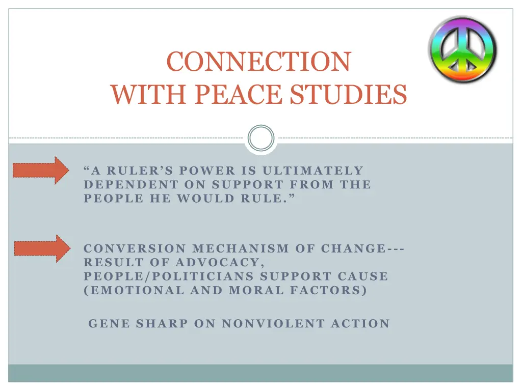 connection with peace studies