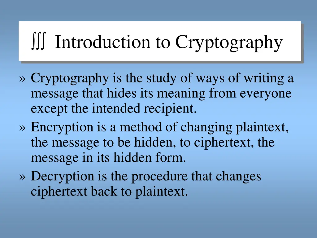 introduction to cryptography