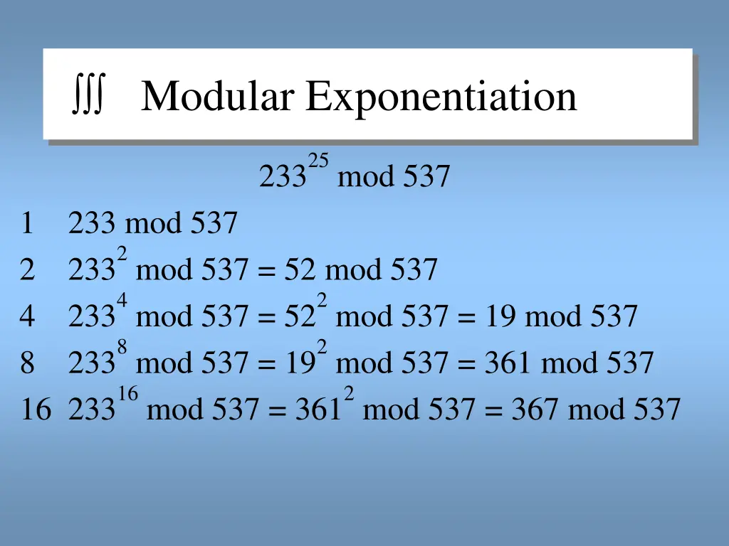 modular exponentiation