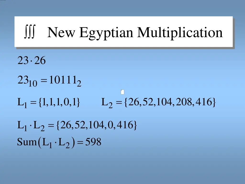 new egyptian multiplication