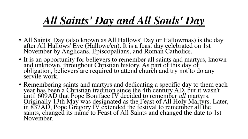 all saints day and all souls day