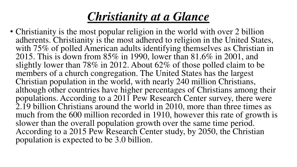 christianity at a glance