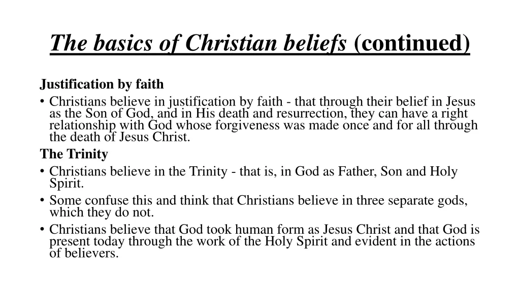 the basics of christian beliefs continued