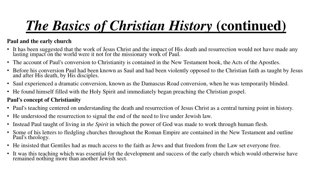 the basics of christian history continued 1