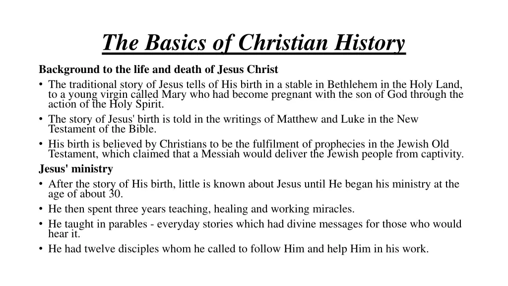 the basics of christian history