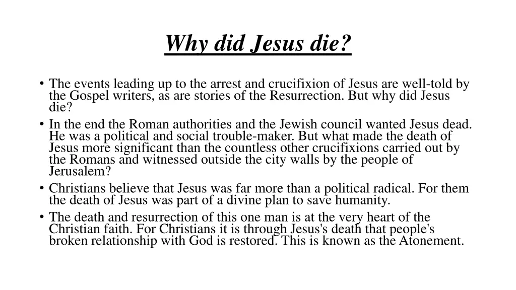 why did jesus die