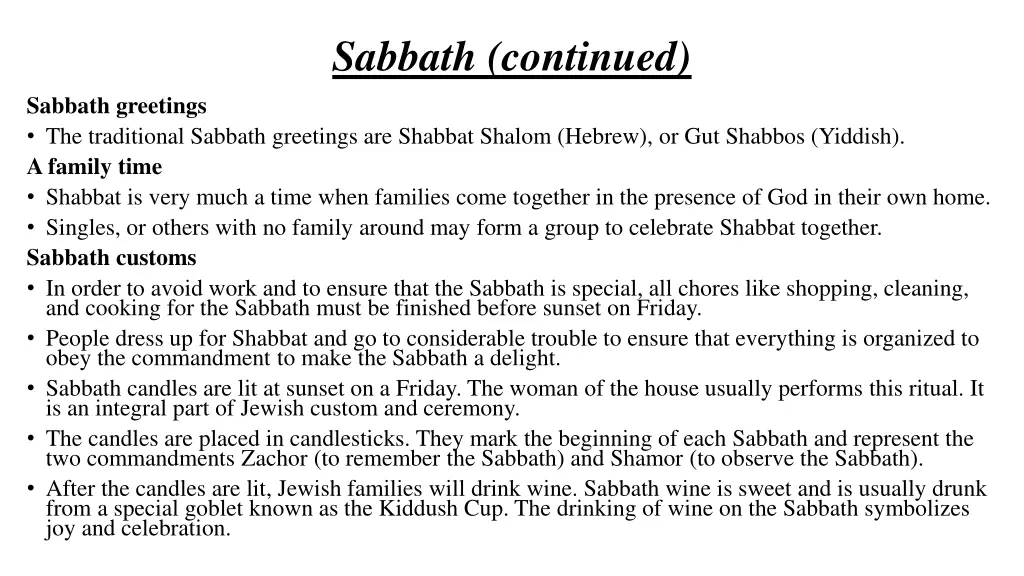 sabbath continued