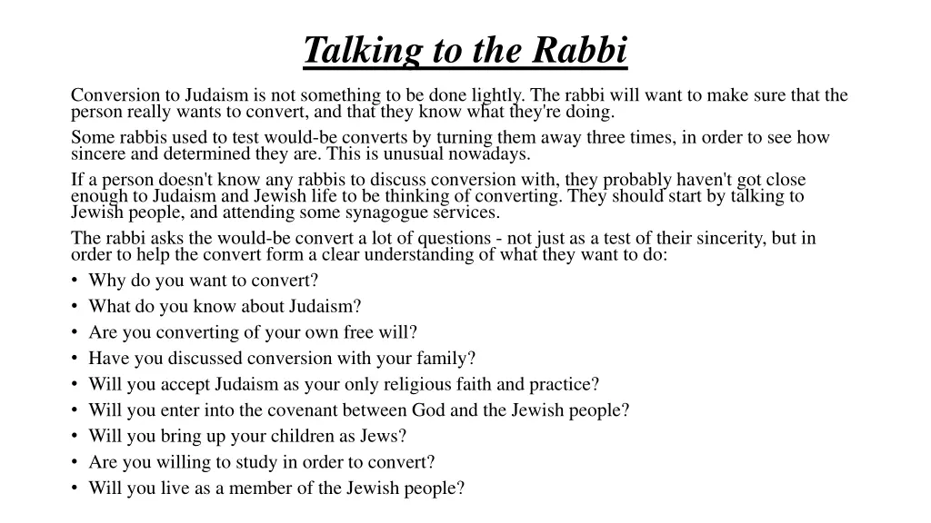 talking to the rabbi