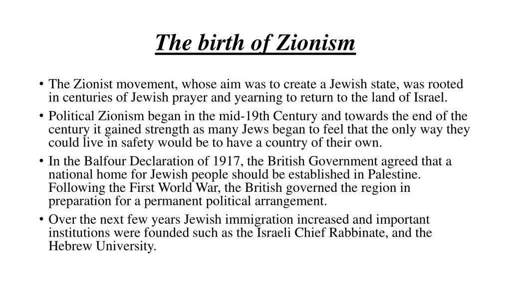 the birth of zionism