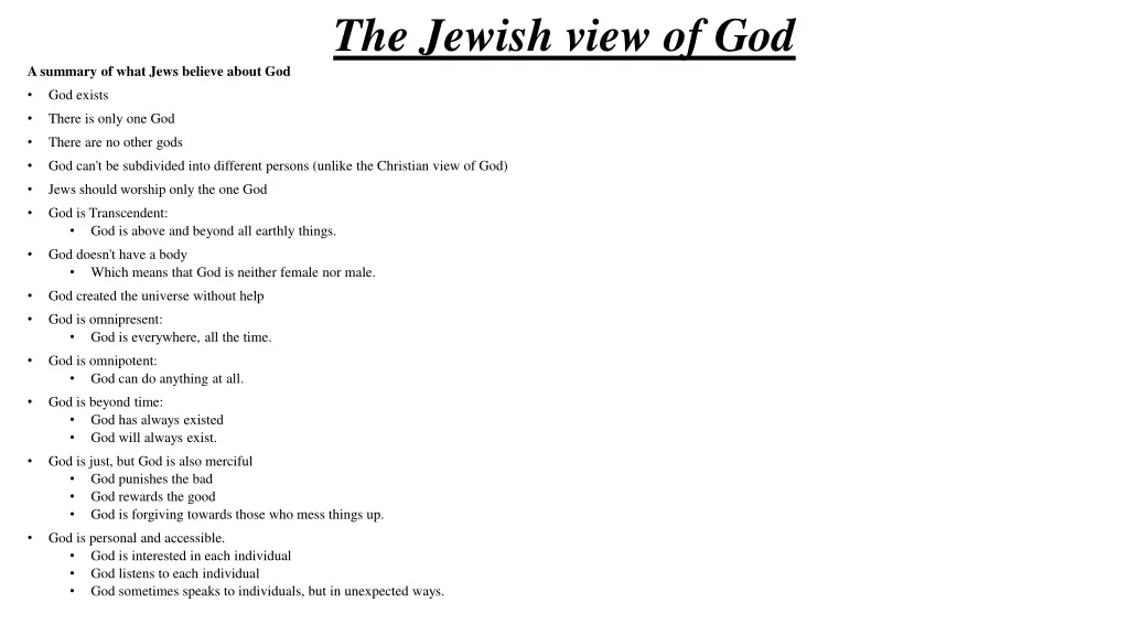 the jewish view of god