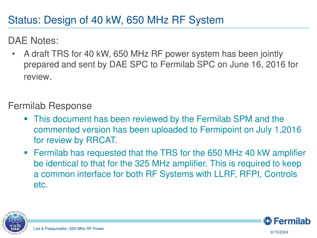 status design of 40 kw 650 mhz rf system