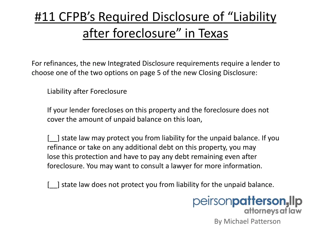 11 cfpb s required disclosure of liability after