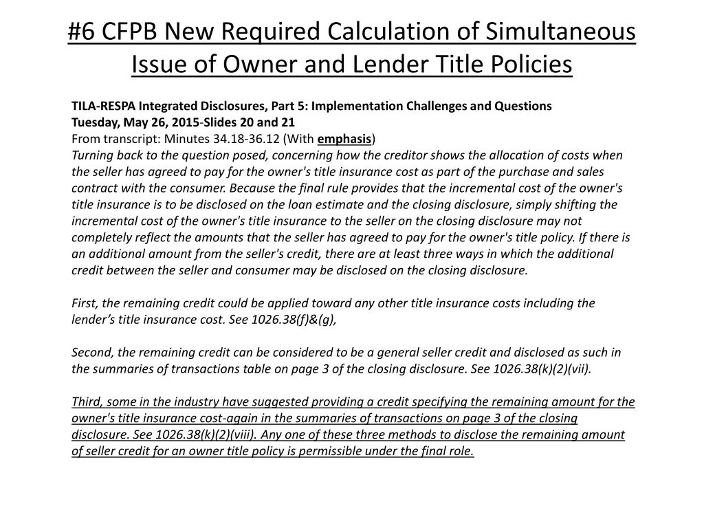 6 cfpb new required calculation of simultaneous 1