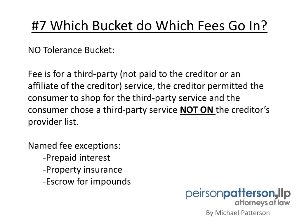 7 which bucket do which fees go in 3