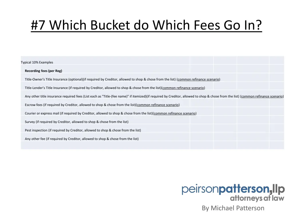 7 which bucket do which fees go in 5