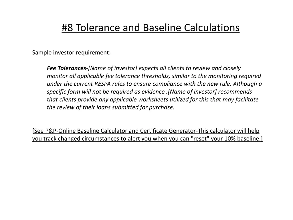 8 tolerance and baseline calculations 1