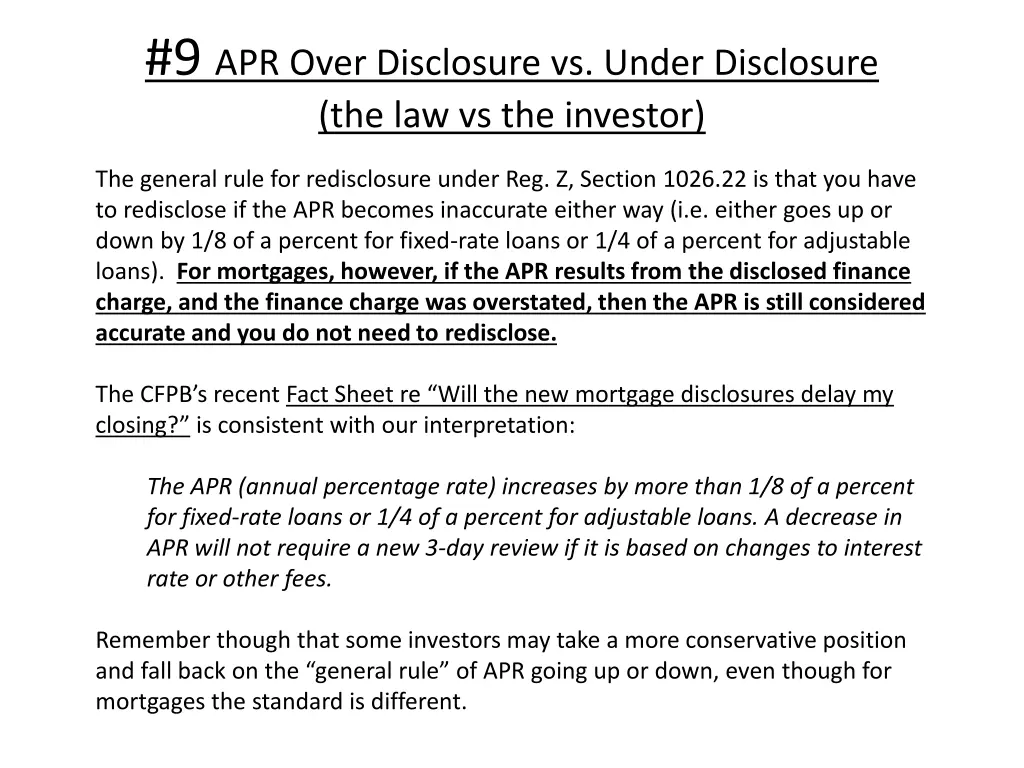 9 apr over disclosure vs under disclosure