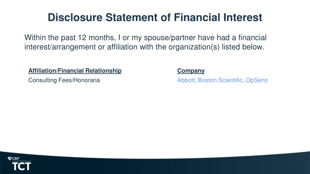 disclosure statement of financial interest