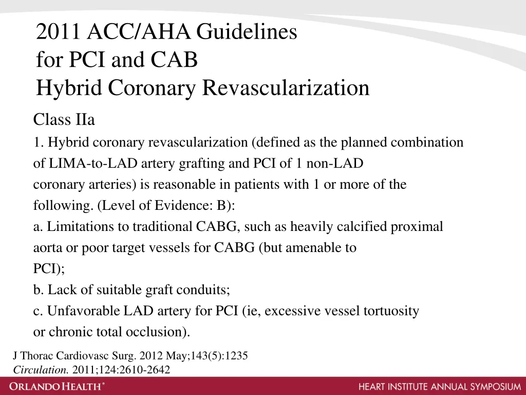 2011 acc aha guidelines for pci and cab hybrid