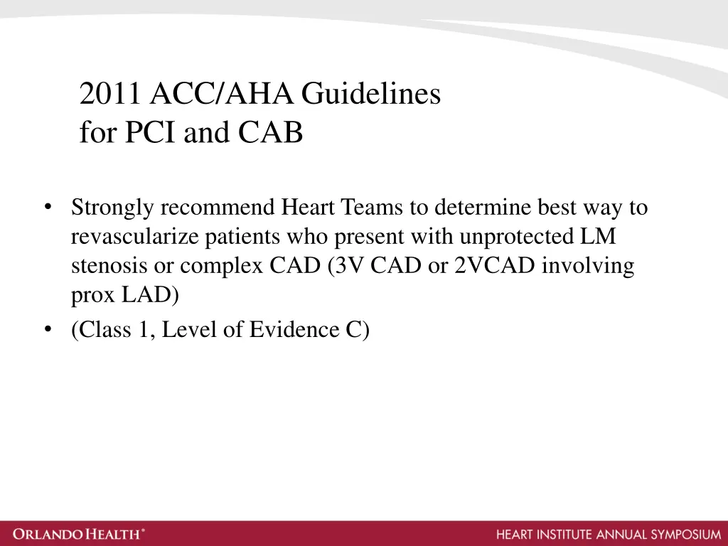 2011 acc aha guidelines for pci and cab