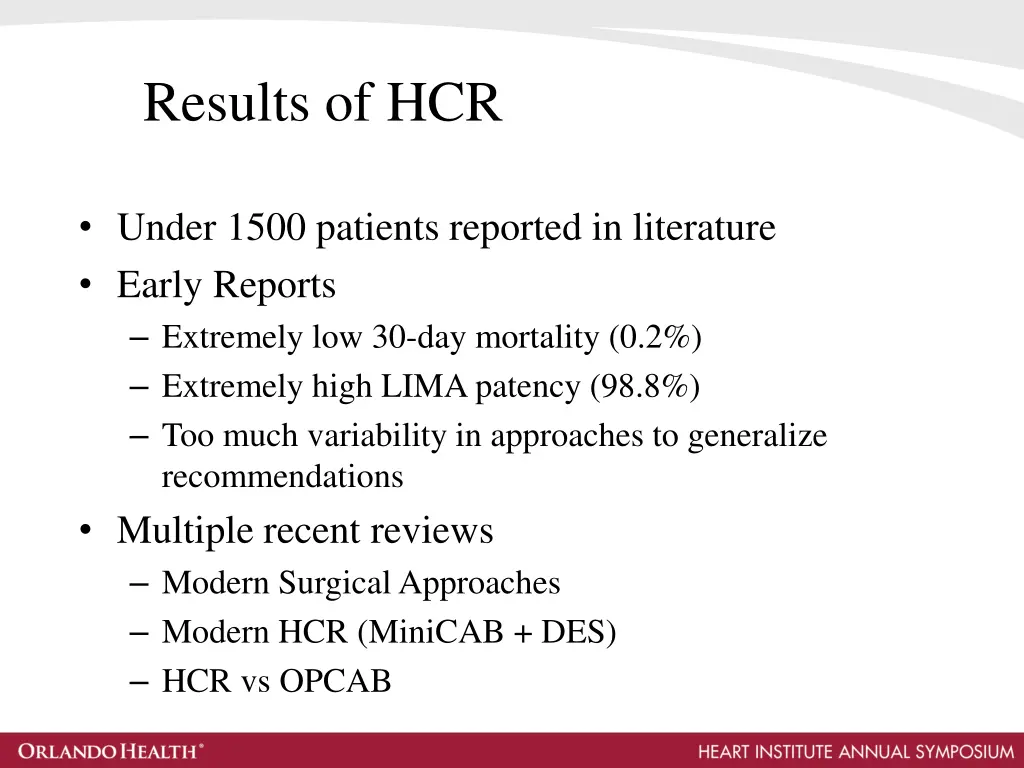 results of hcr