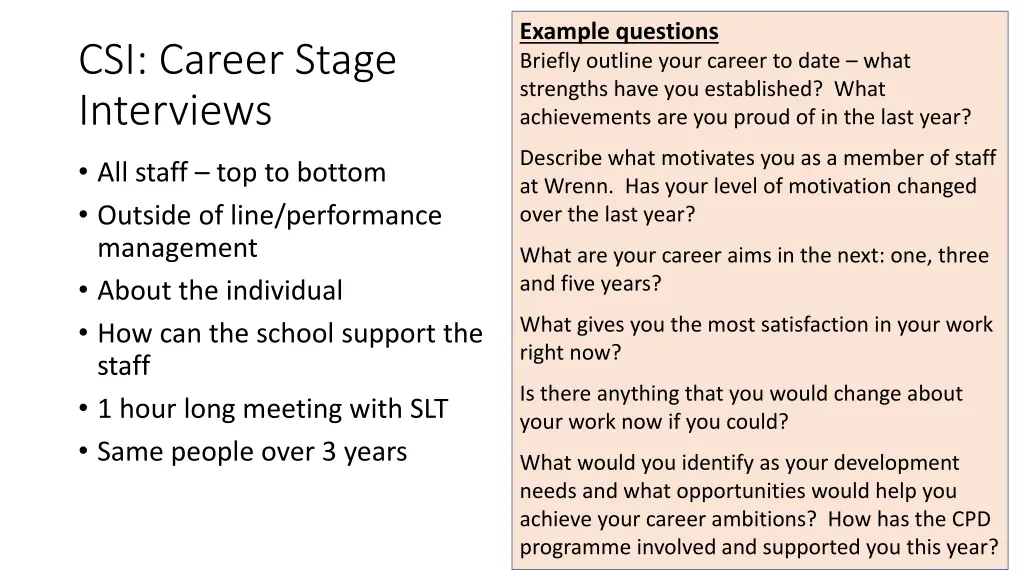 example questions briefly outline your career