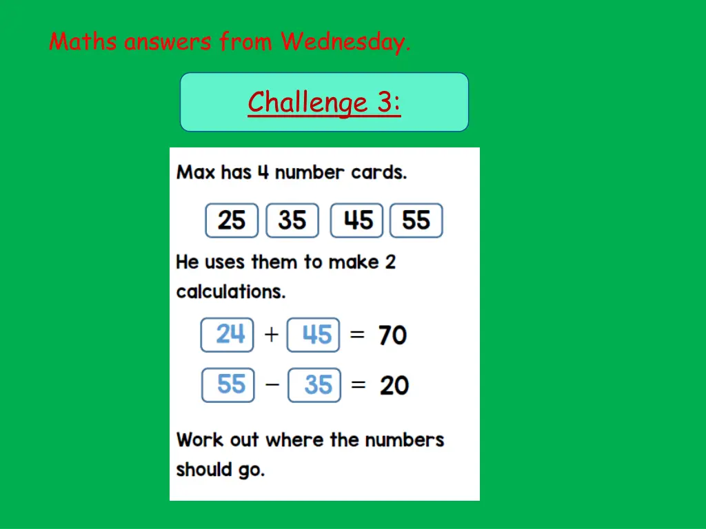 maths answers from wednesday 2