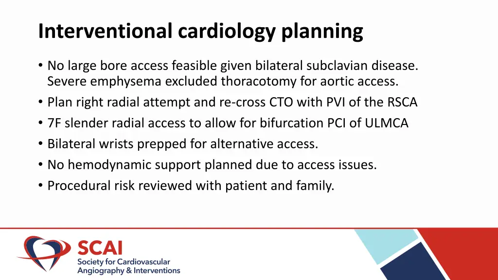 interventional cardiology planning