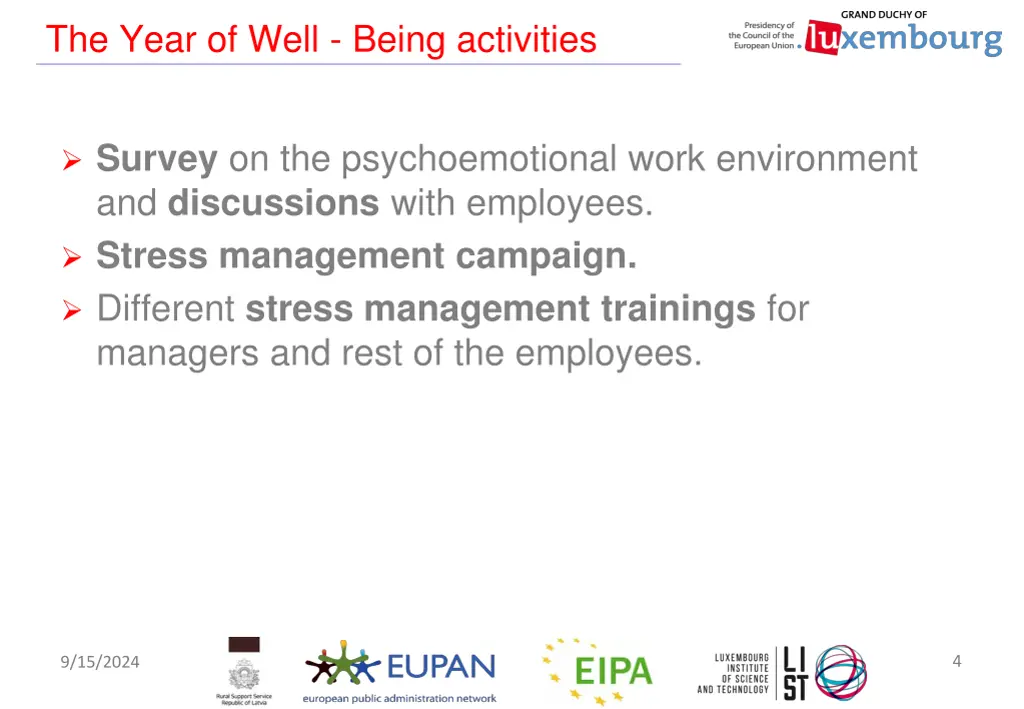 the year of well being activities