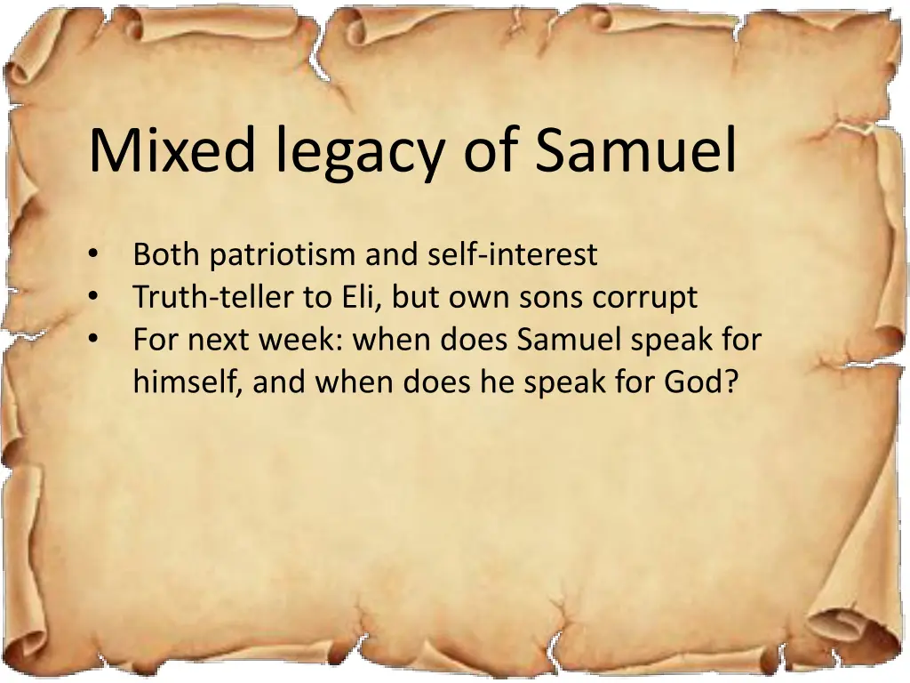 mixed legacy of samuel