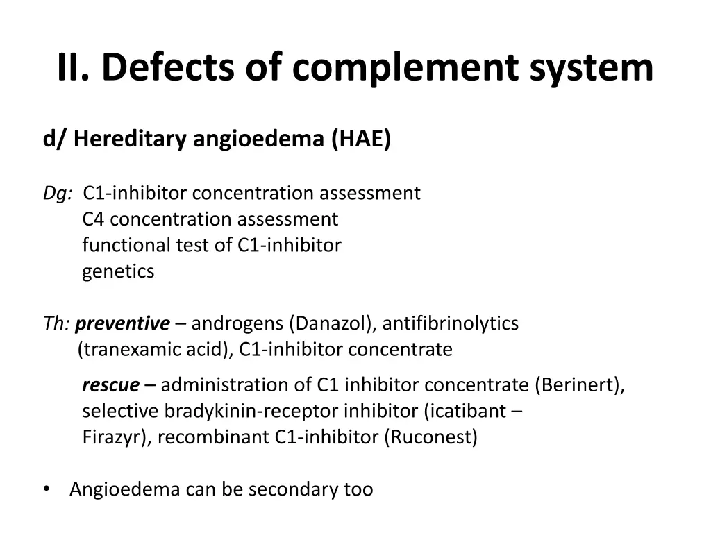 ii defects of complement system 2