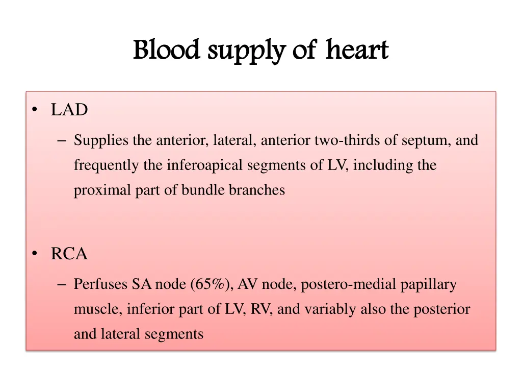 blood supply of heart blood supply of heart