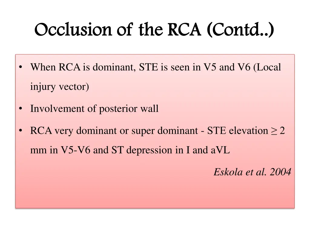 occlusion of the rca contd occlusion