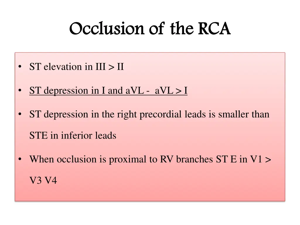 occlusion of the rca occlusion of the rca