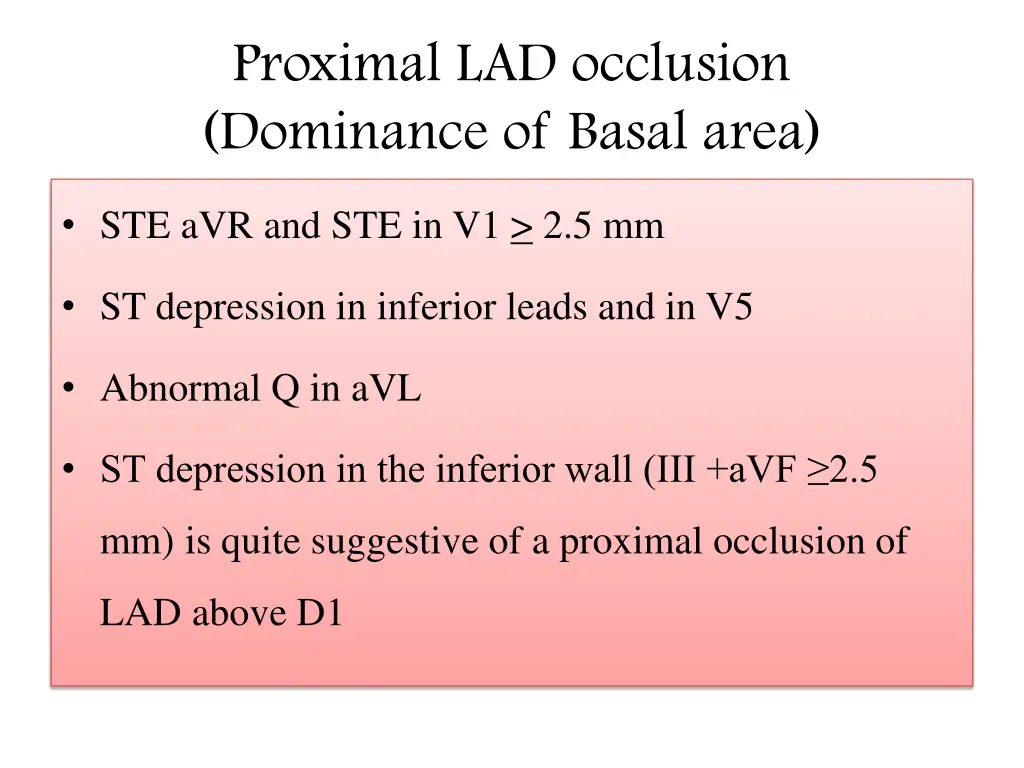 proximal lad occlusion dominance of basal area 2