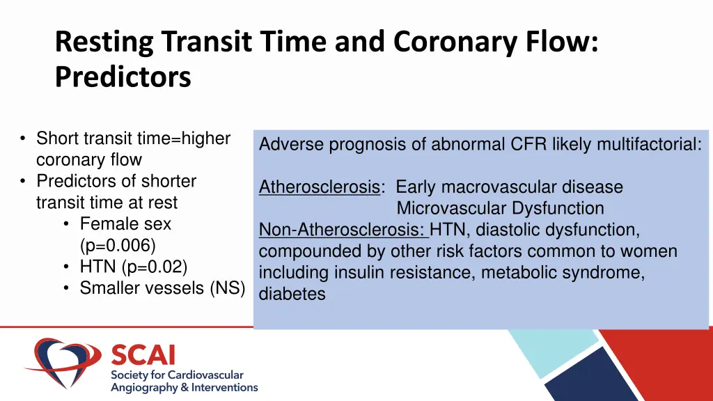 resting transit time and coronary flow predictors