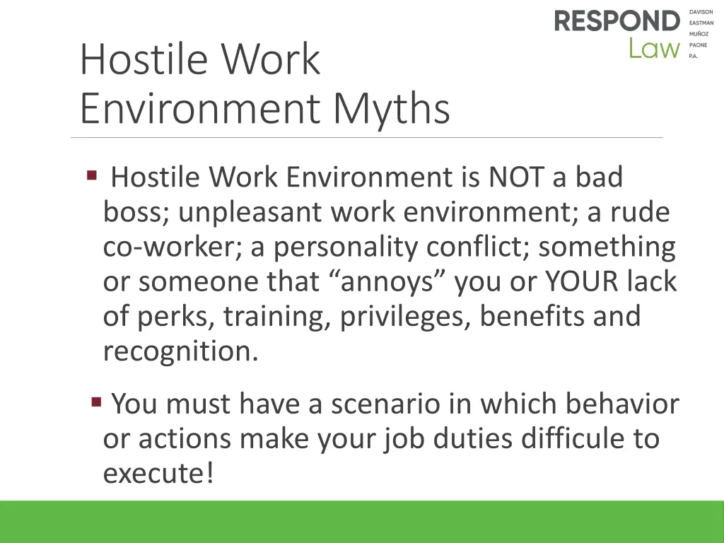 hostile work environment myths