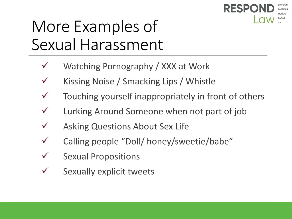 more examples of sexual harassment