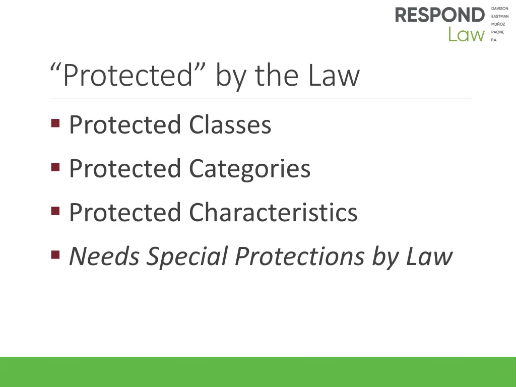 protected by the law protected classes protected