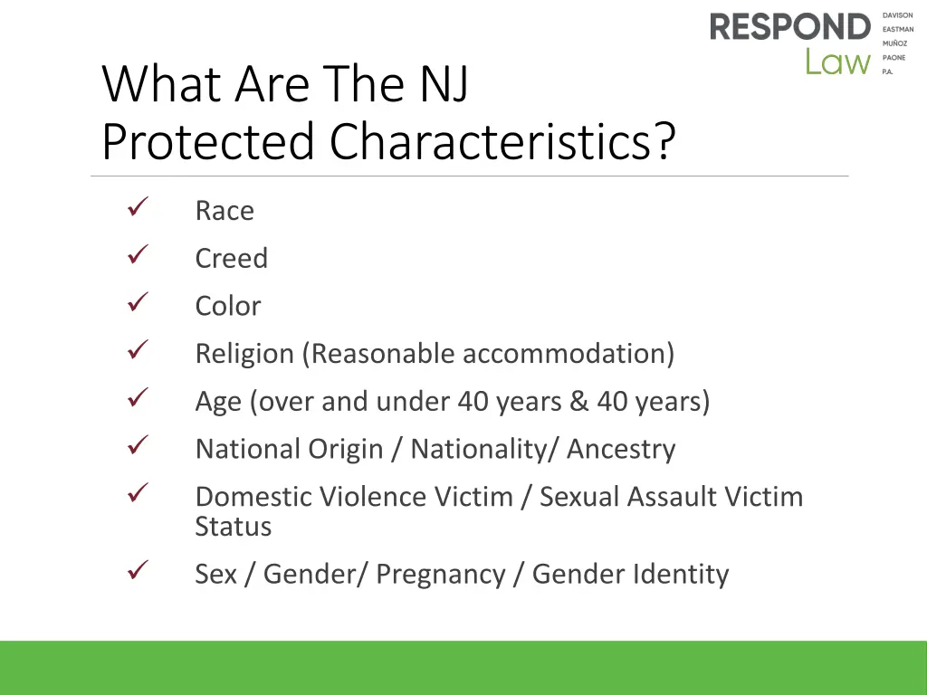 what are the nj protected characteristics