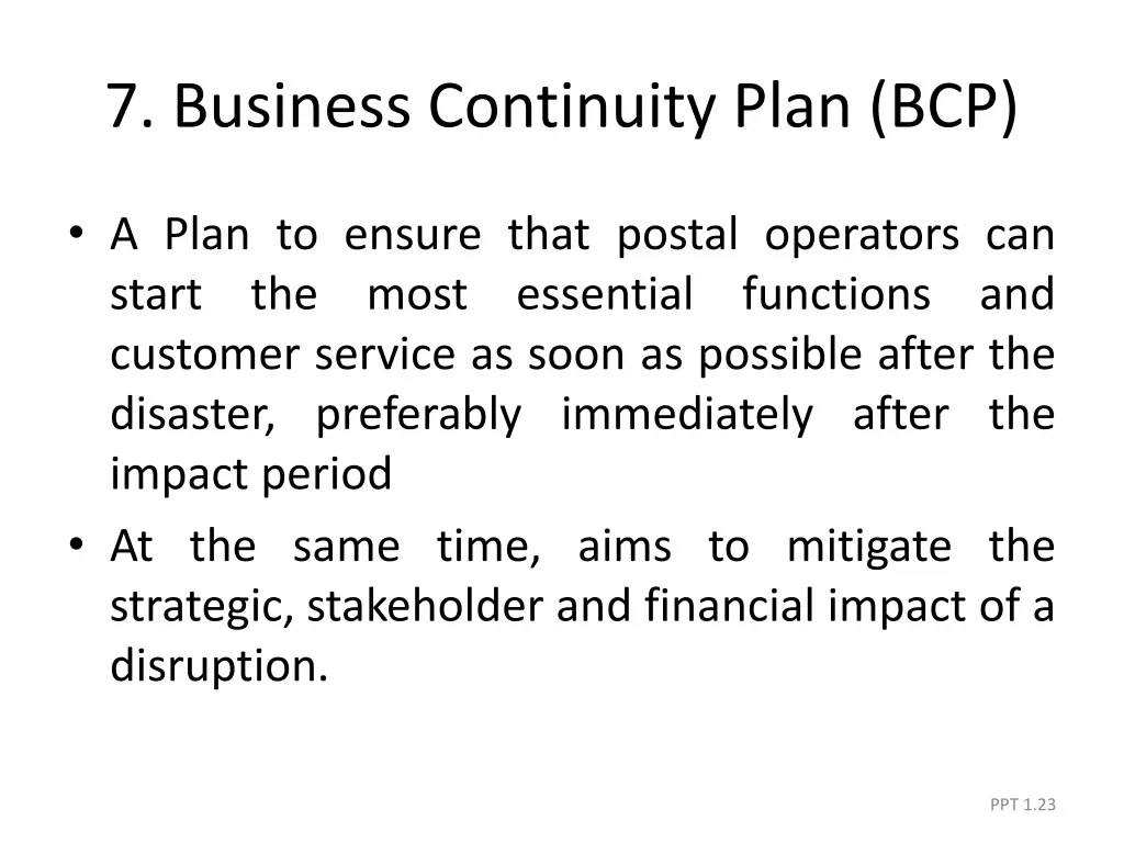 7 business continuity plan bcp