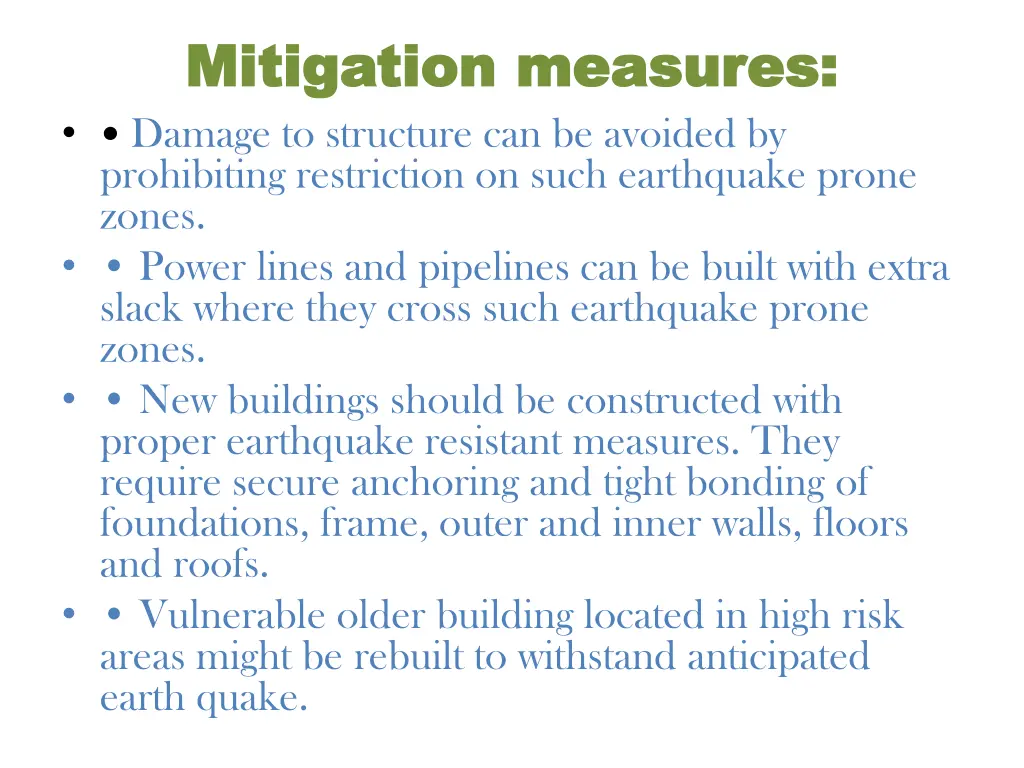 mitigation measures mitigation measures damage