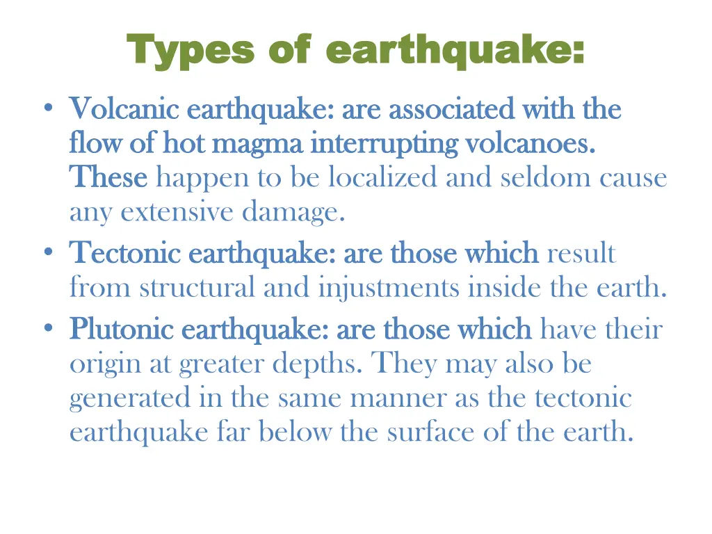 types of earthquake types of earthquake volcanic