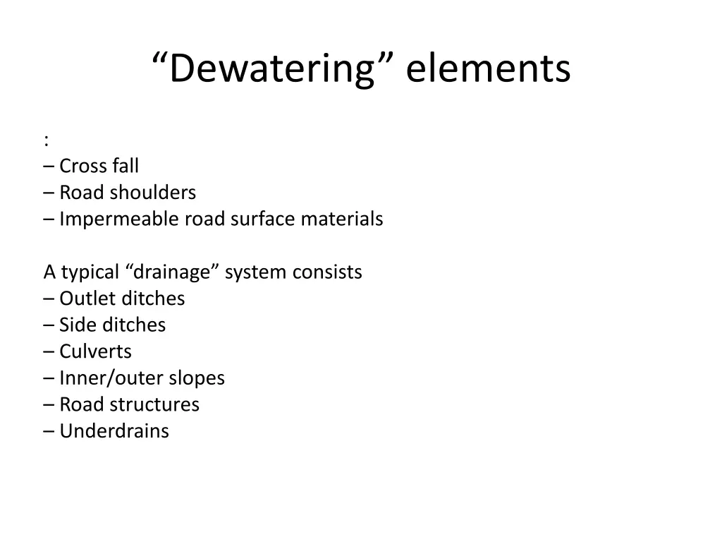 dewatering elements