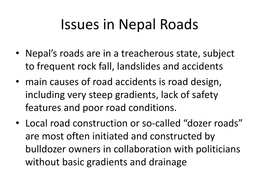 issues in nepal roads