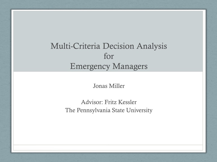 multi criteria decision analysis for emergency