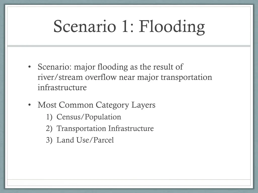 scenario 1 flooding