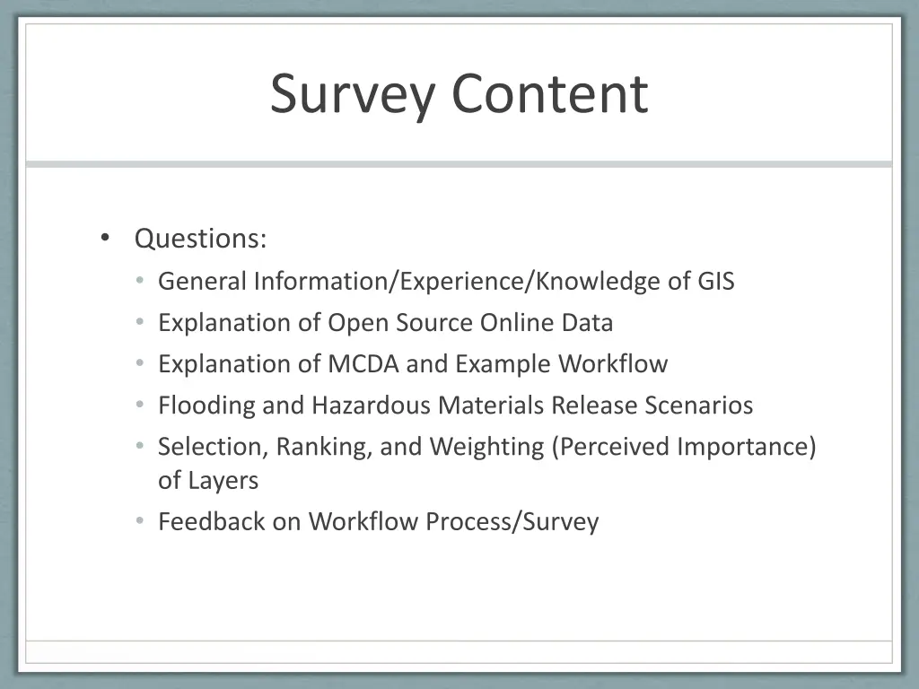 survey content